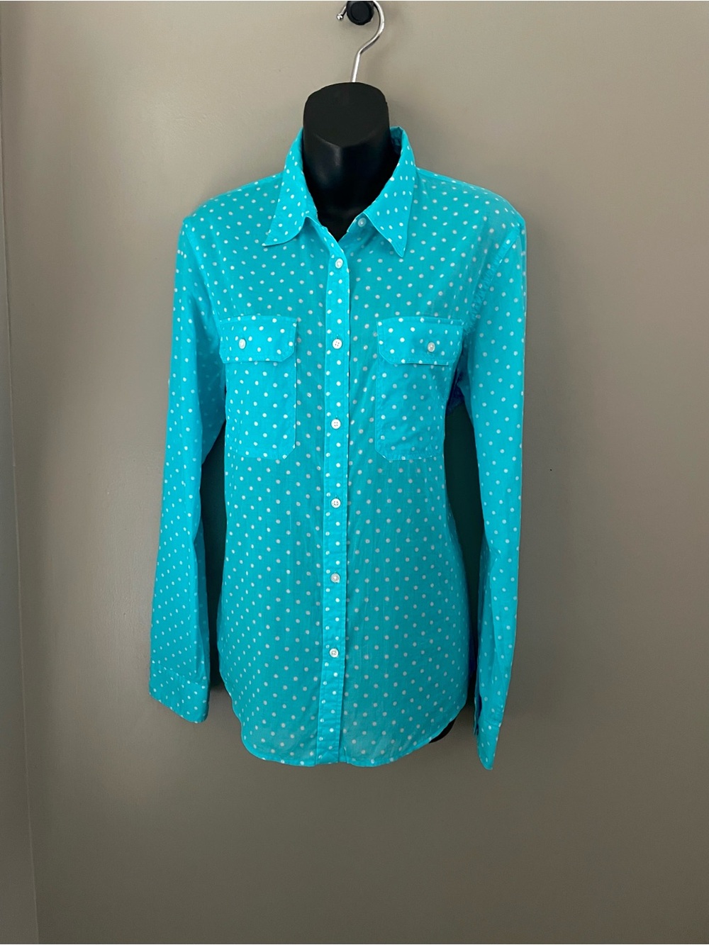 Ralph Lauren Aqua Polka Dot Button Down Shirt